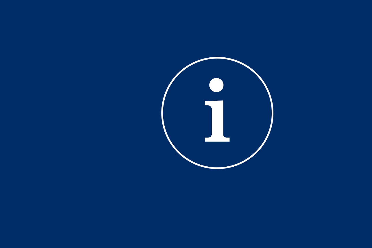 Blauer Kasten mit weißem Info-Icon