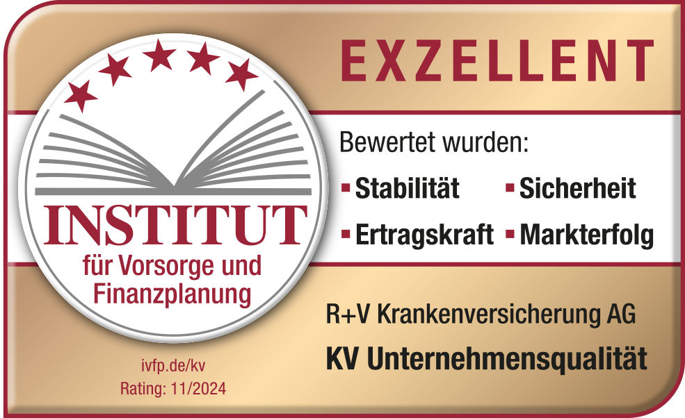 Siegel des Instituts für Vorsorge und Finanzplanung: Die Unternehmensqualität der R+V ist exzellent