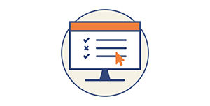 Computer Icon mit Auswahl von Antworten