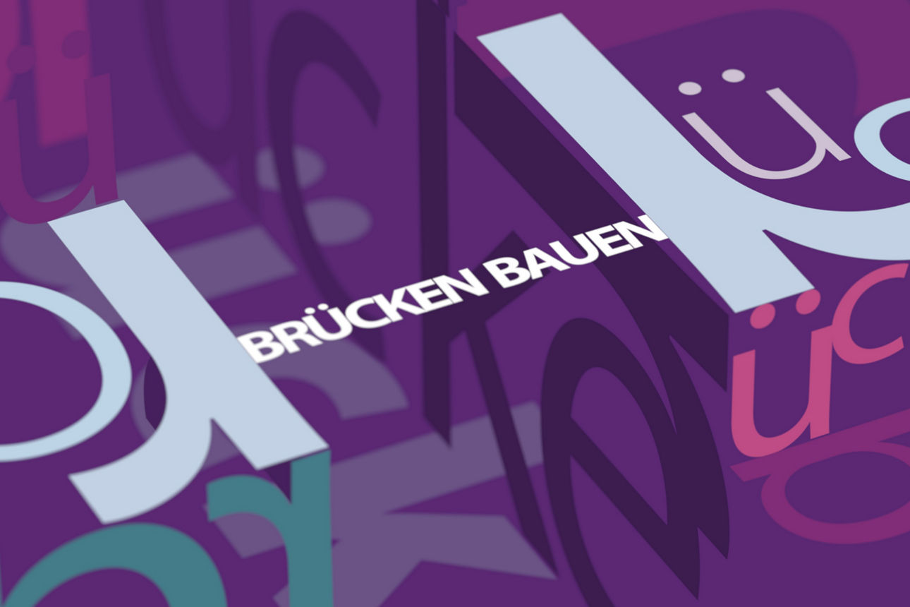 Grafische Darstellung der Worte Brücken bauen