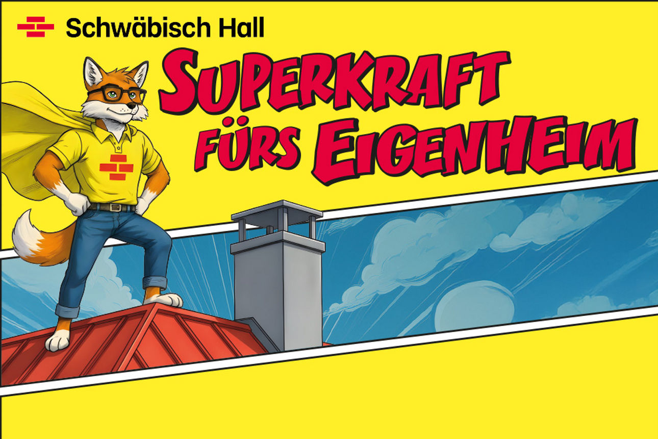 Der Fuchs der Bausparkasse Schwäbisch Hall auf dem Dach