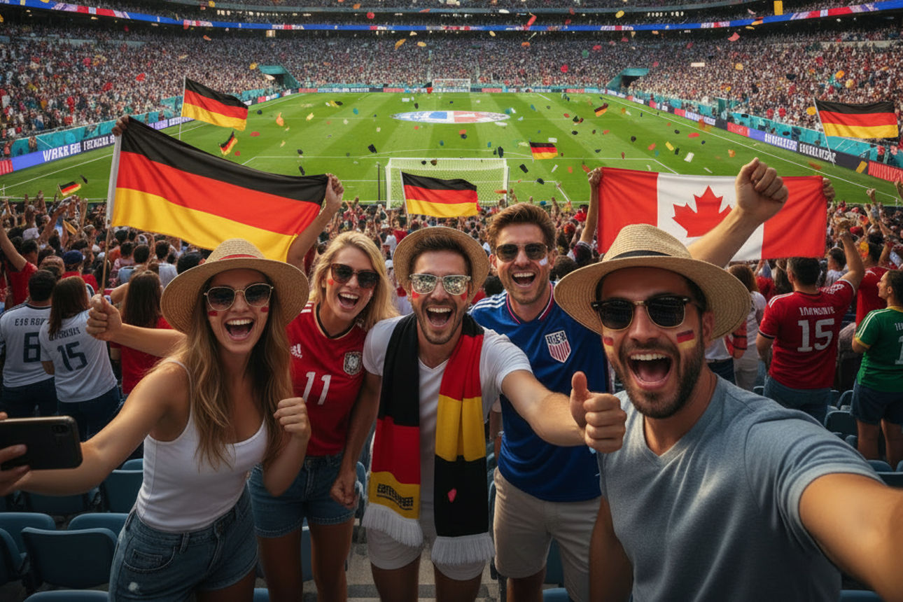 Jubelnde Fans im Stadion