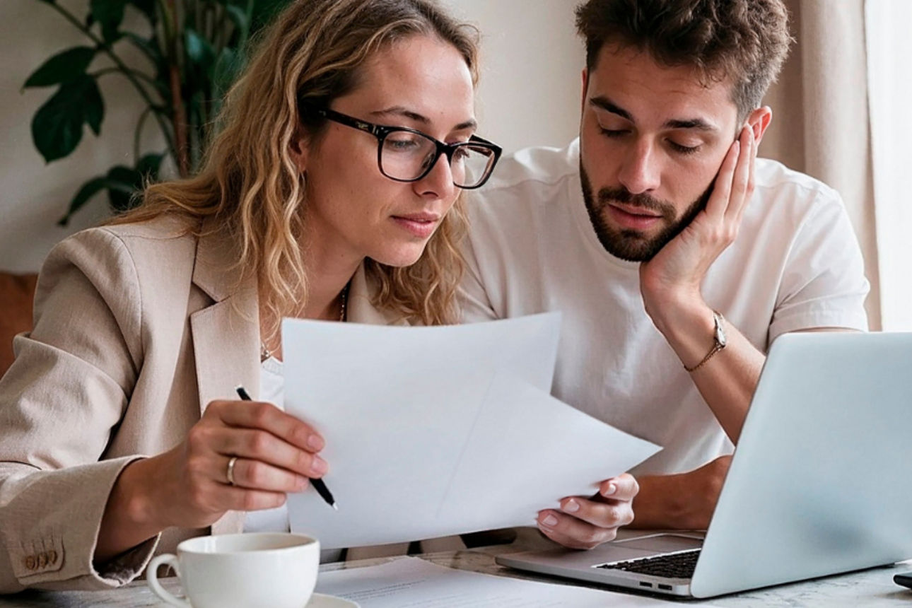 junge Fachleute arbeiten mit Laptop und Papier