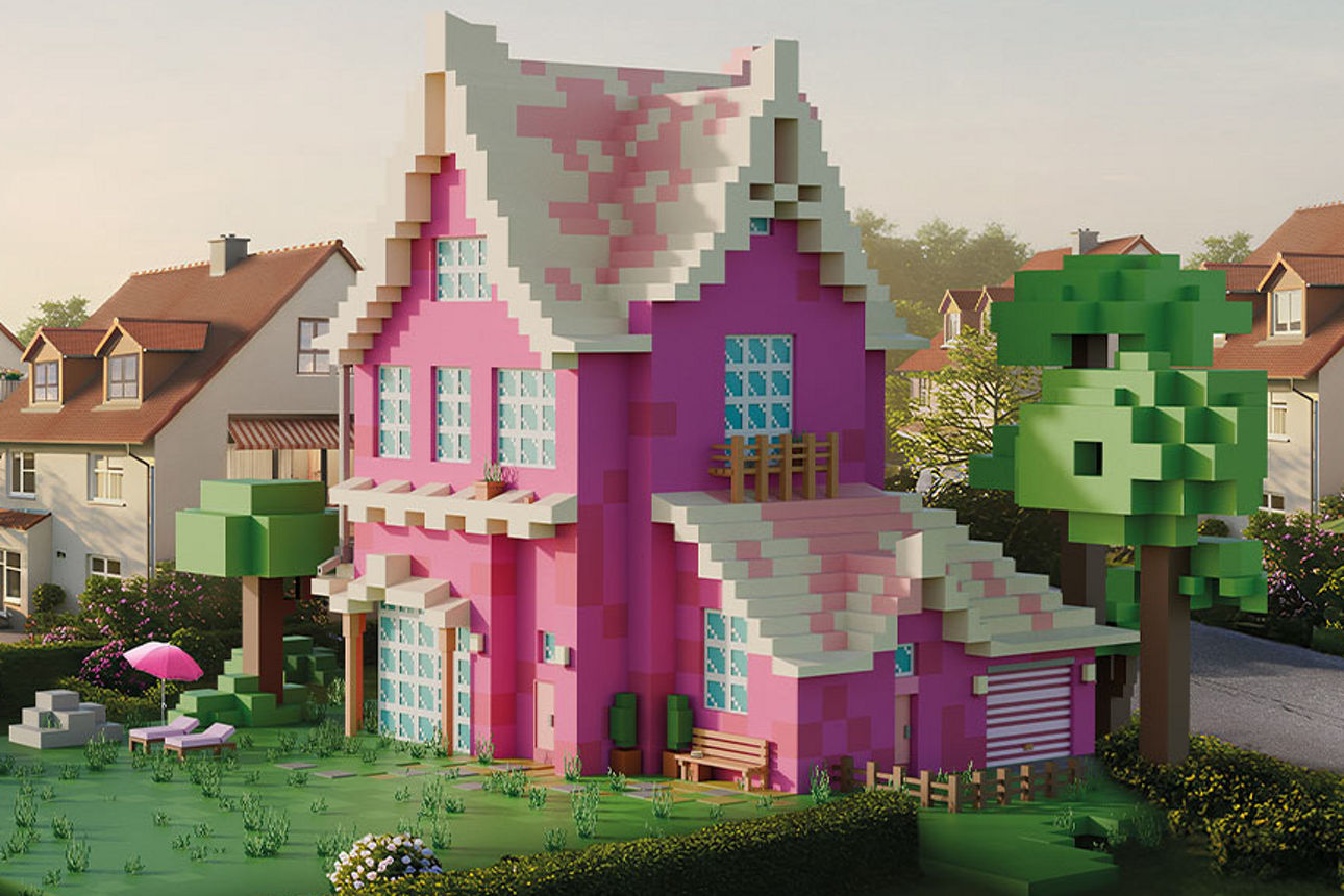Ein rosa Haus