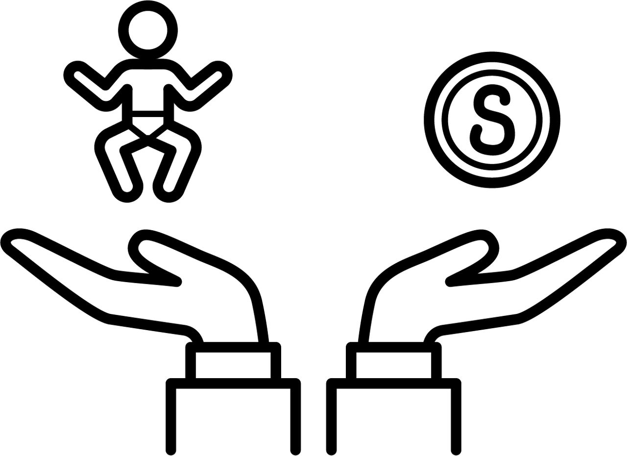 Das Icon zeigt ein Kind und ein Dollarzeichen als Symbol für mögliche Risiken beim Junior-Depot.