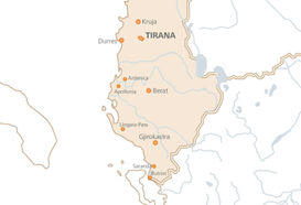 Schematische Landkarte von Albanien