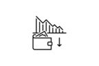 Eine Geldbörse mit fallendem Diagramm als Symbol für mögliche Risiken beim Kindergeld anlegen.