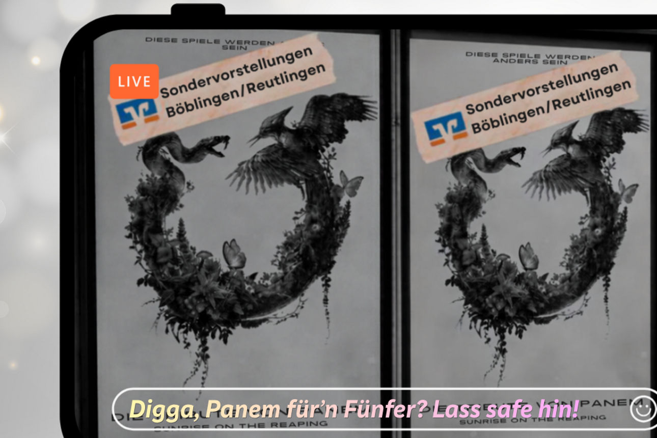 Smartphone-Display auf dem Filmplakate zu sehen sind.