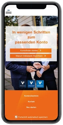 Bild eines Smartphones mit geöffneter Kontofinder Anwendung.