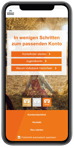 Bild eines Smartphones mit geöffneter Kontofinder Anwendung.