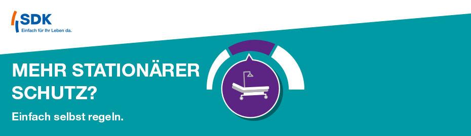 An aqua green banner showing a representation of a hospital bed