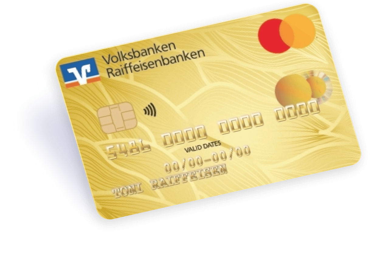 Goldene Kreditkarte der Berliner Volksbank mit Blattstruktur