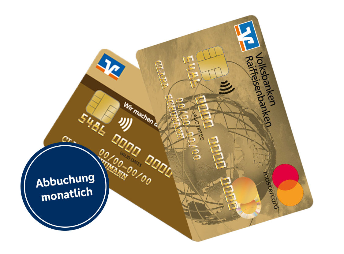 Kreditkarte Gold in zwei verschiedenen Designdarstellungen