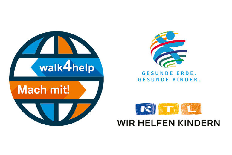 Die Logos von walk4help, Gesunde Erde gesunde Kinder und RTL wir helfen Kindern