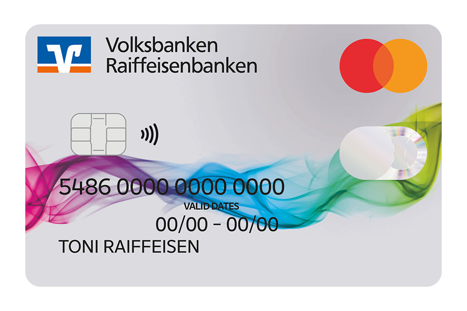 Kreditkartenabbildung Farbenspiel als Mastercard