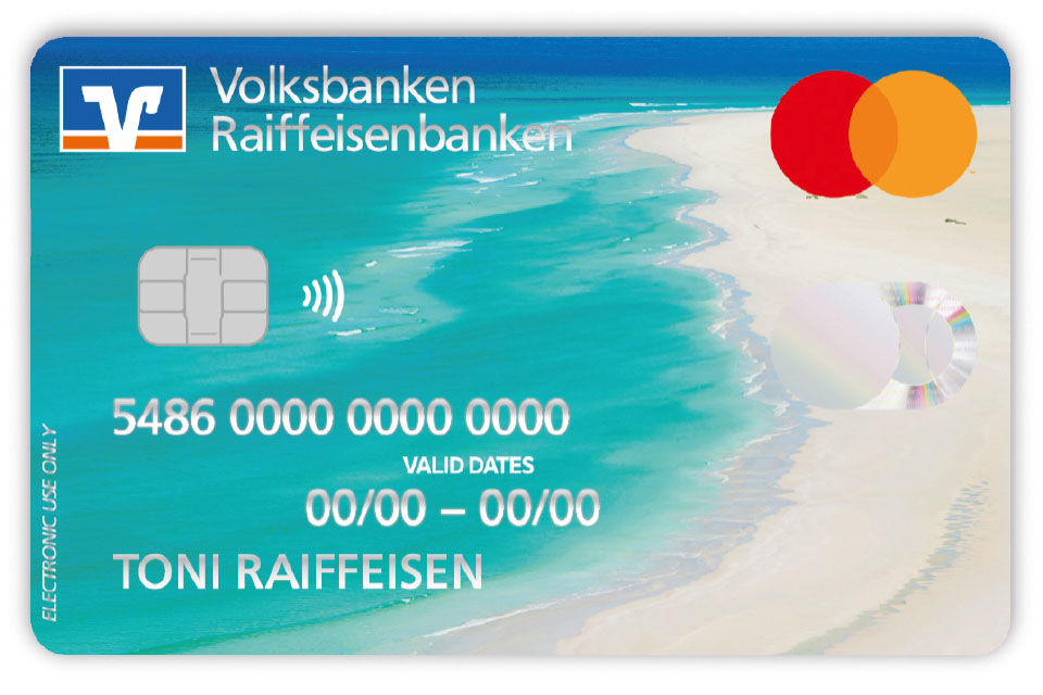 Bankkarte mit Strand- und Meer-Motiv