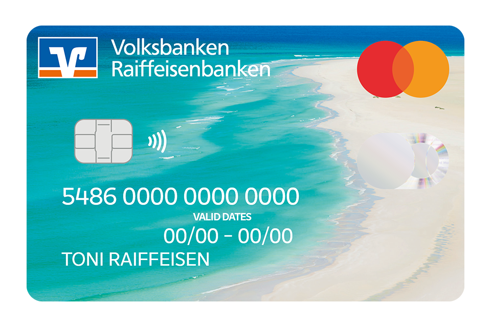 Kreditkartenabbildung Sandstrand als Mastercard