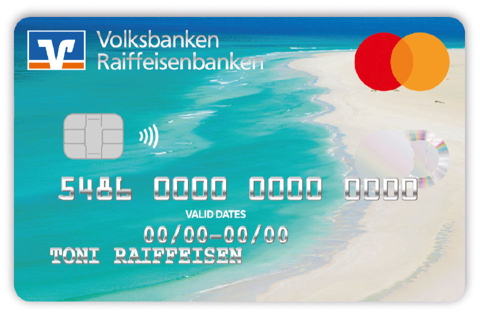 Kreditkartenabbildung Sandstrand als Mastercard