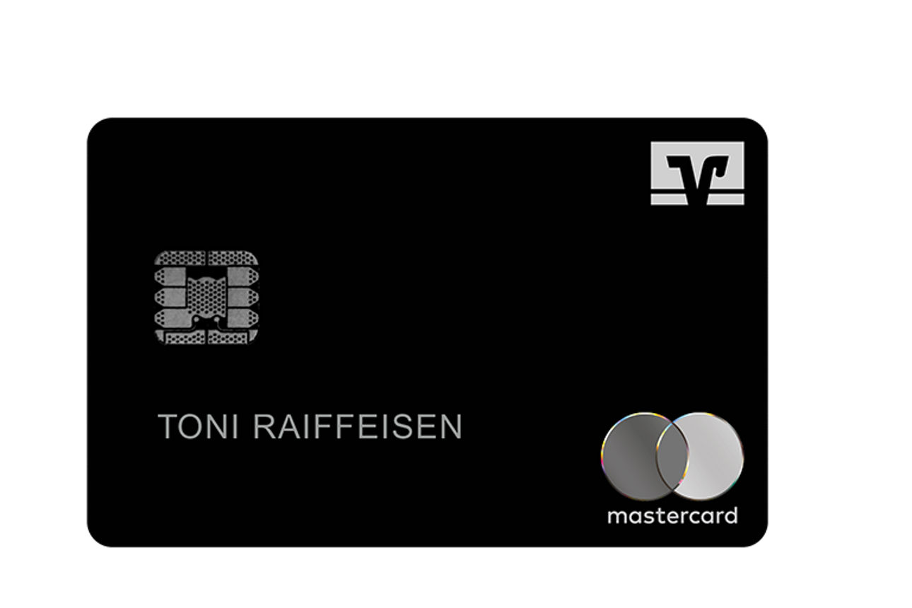Schwarze Kreditkarte (ExclusiveCard) von Mastercard ausgestellt auf TONI RAIFFEISEN