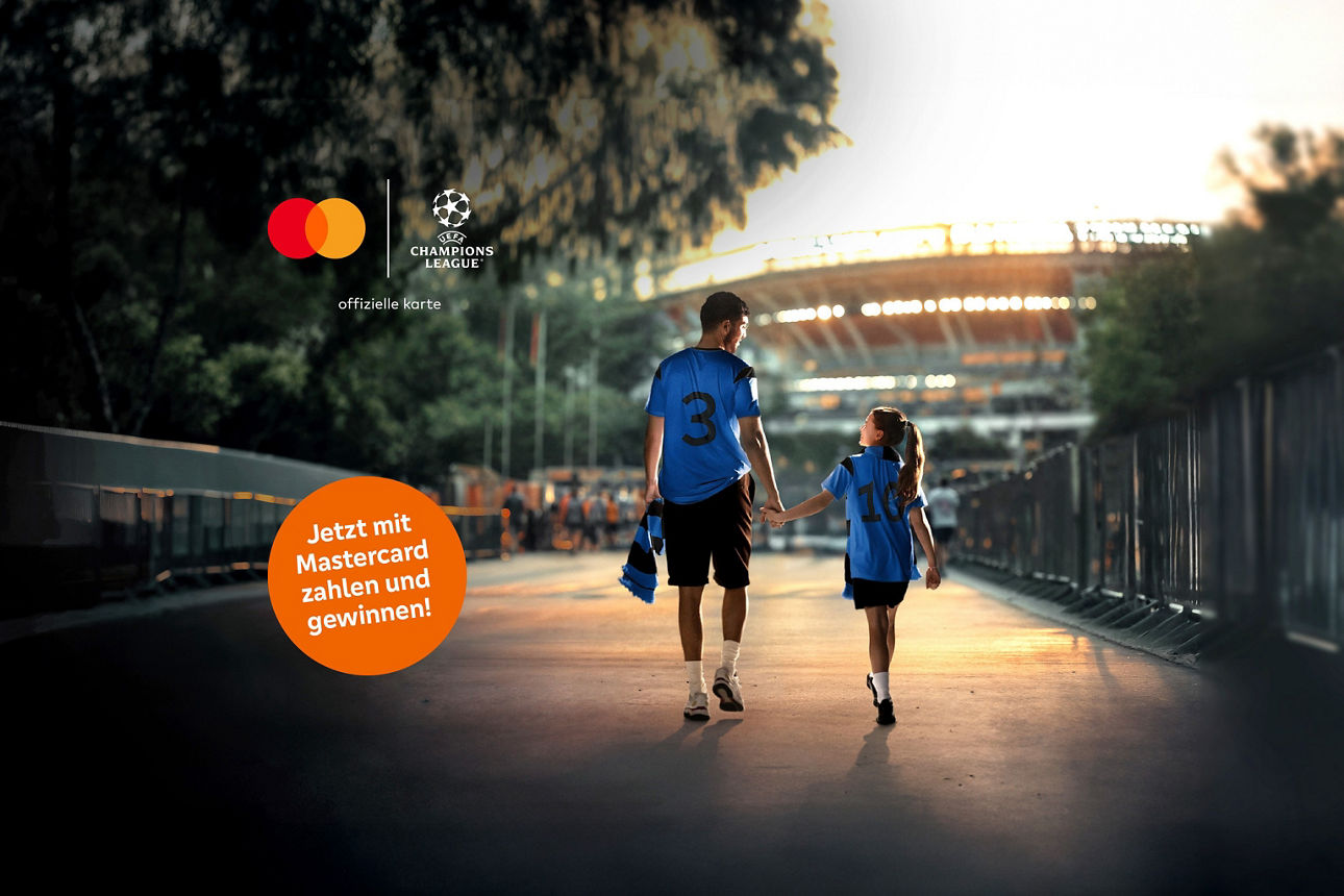 Mastercard-Aktionsmotiv für das Gewinnspiel zur UEFA Champions League 2026