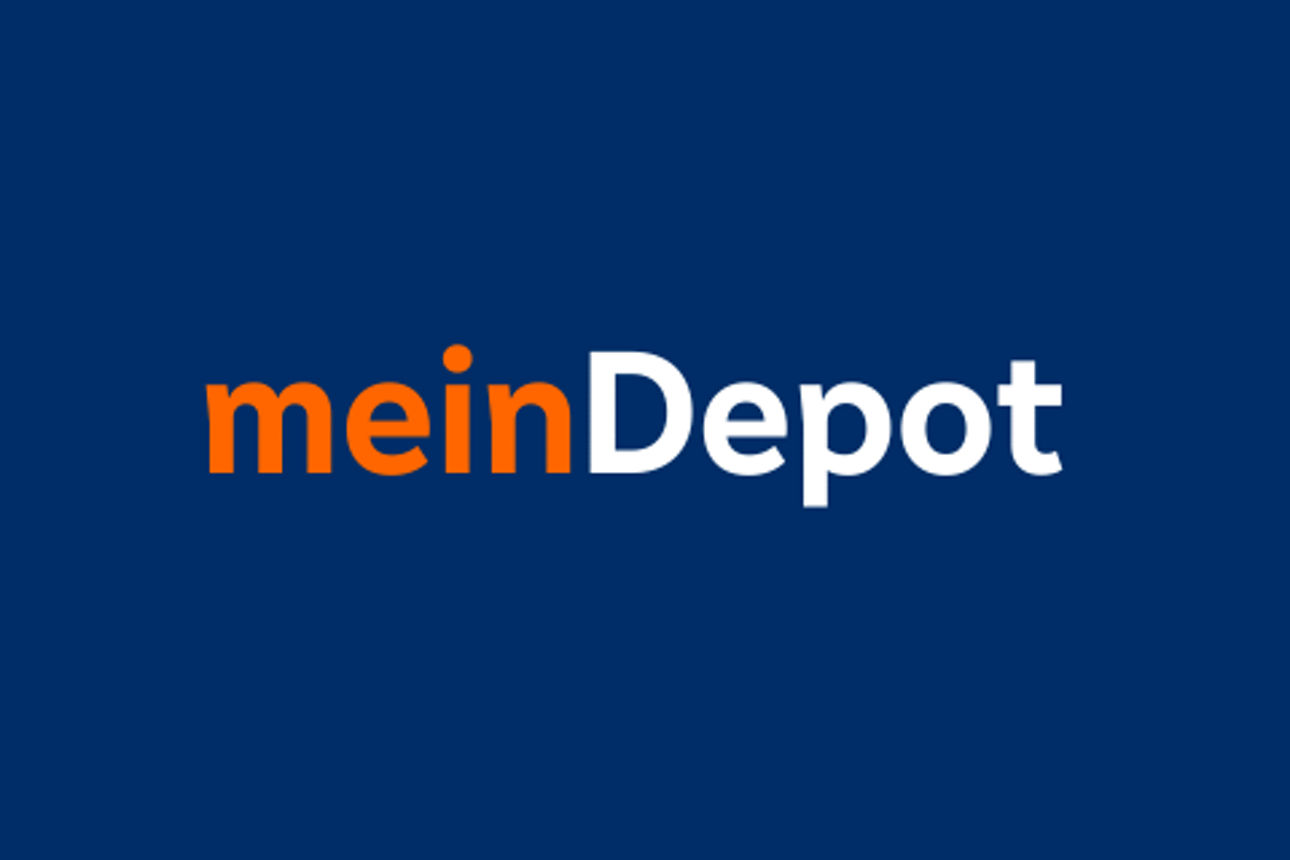 Grafik mit Schriftzug "meinDepot" auf blauem Hintergrund