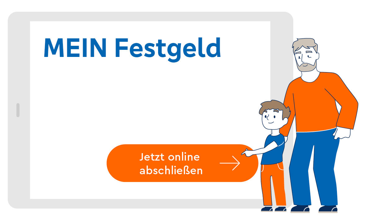 Grafik MEIN Festgeld mit Button "Jetzt online abschließen"