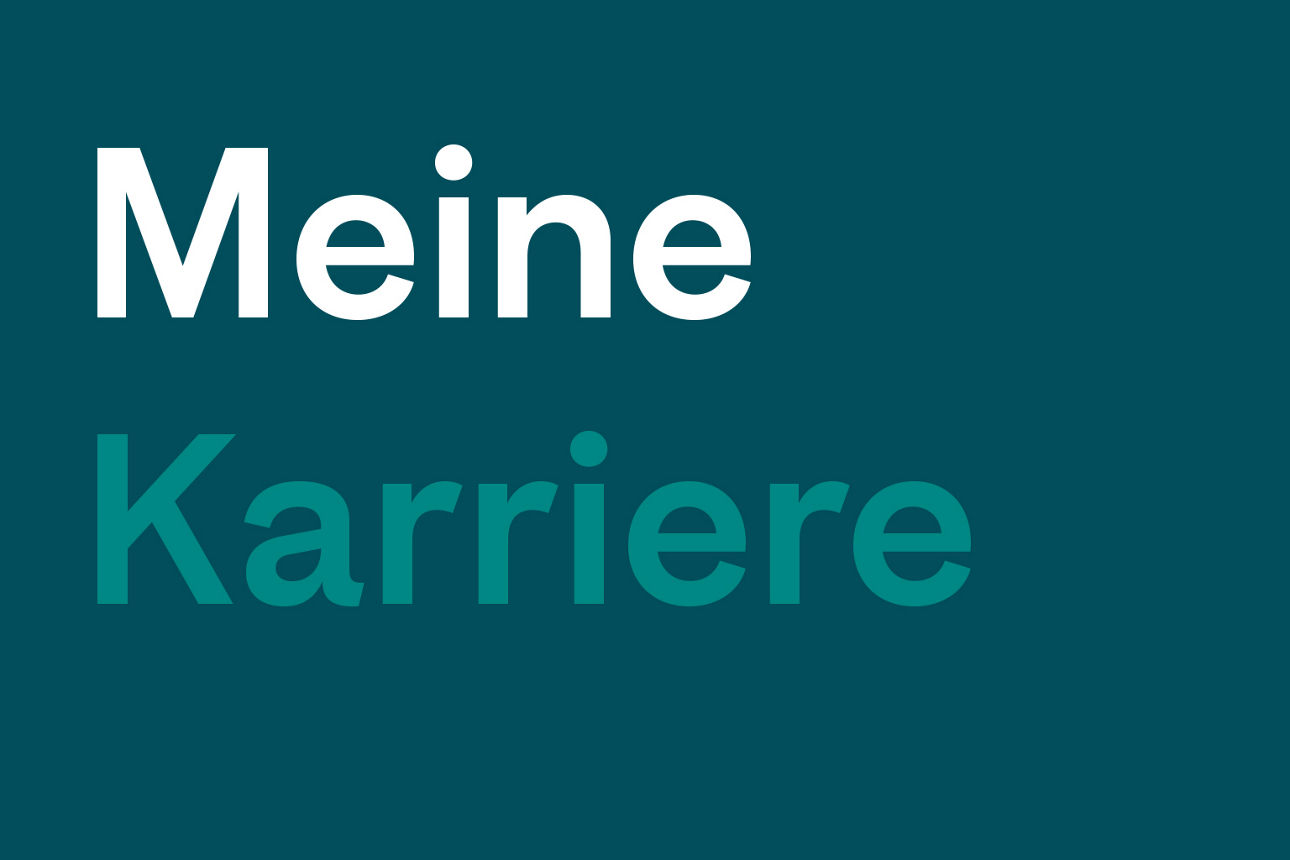 Die Abbildung zeigt einen blauen Opener mit der Aufschrift "Meine Karriere"