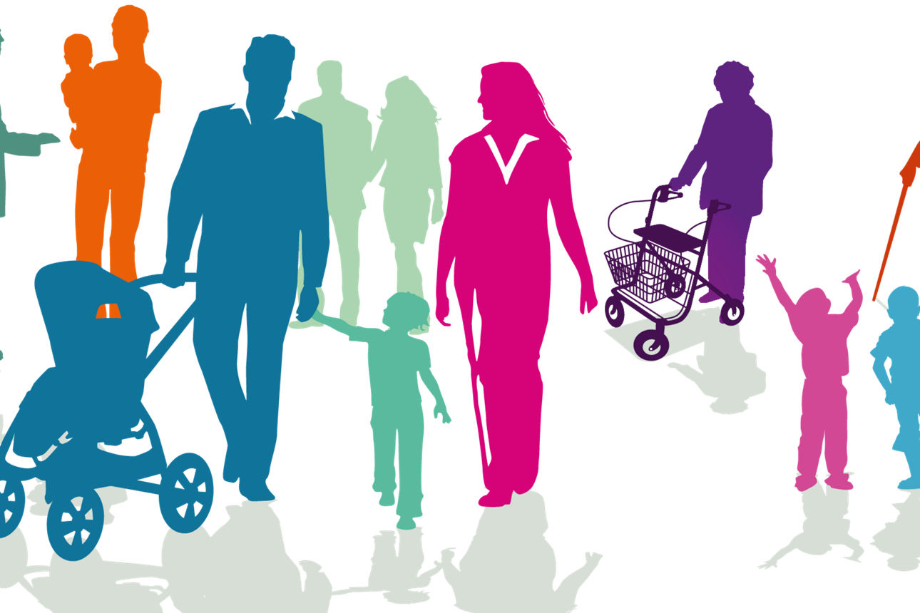 Schemenartige Darstellungen von verschiedensten Menschen