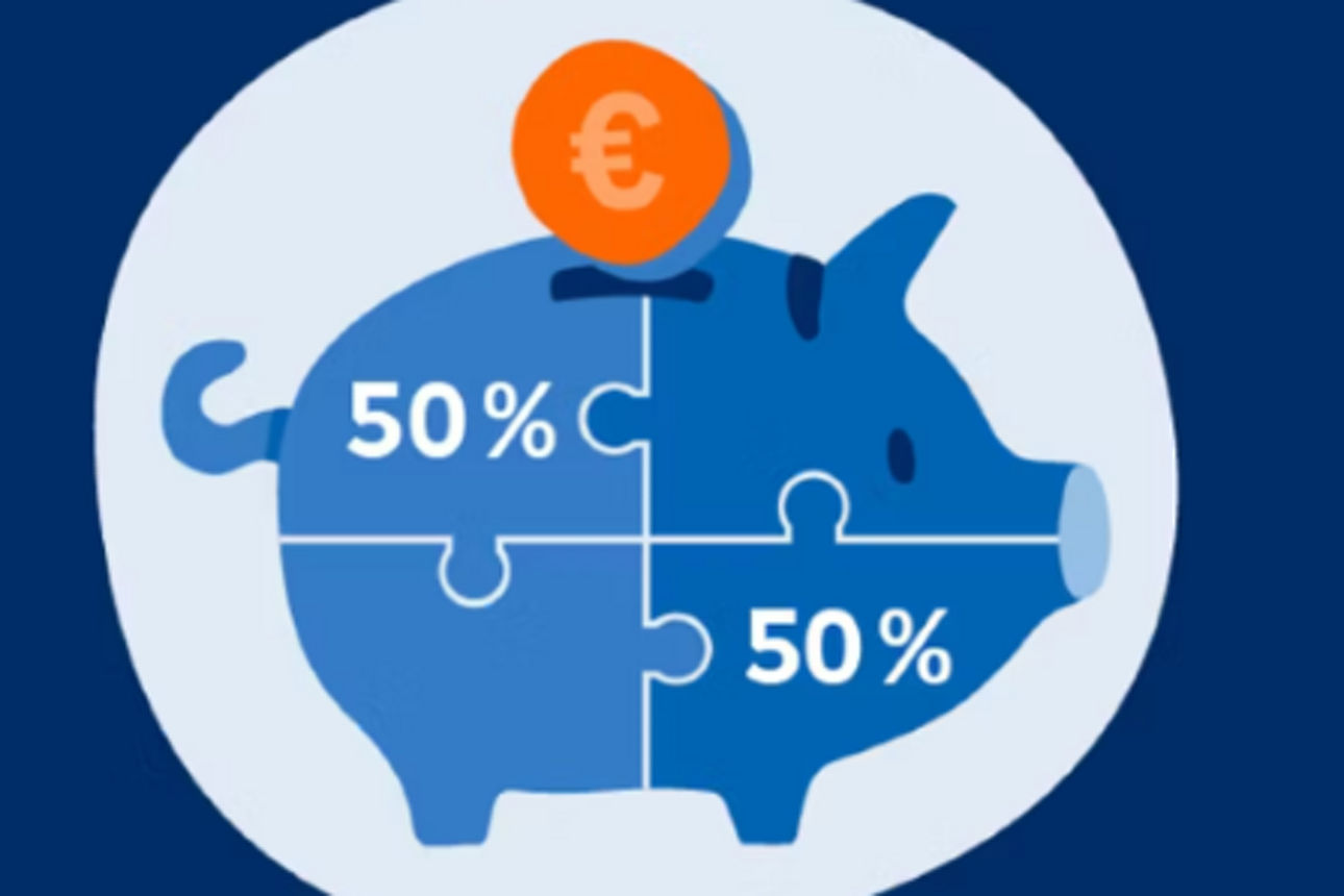 Illustration: Schwein mit 50 Prozentzeichen und Eurozeichen