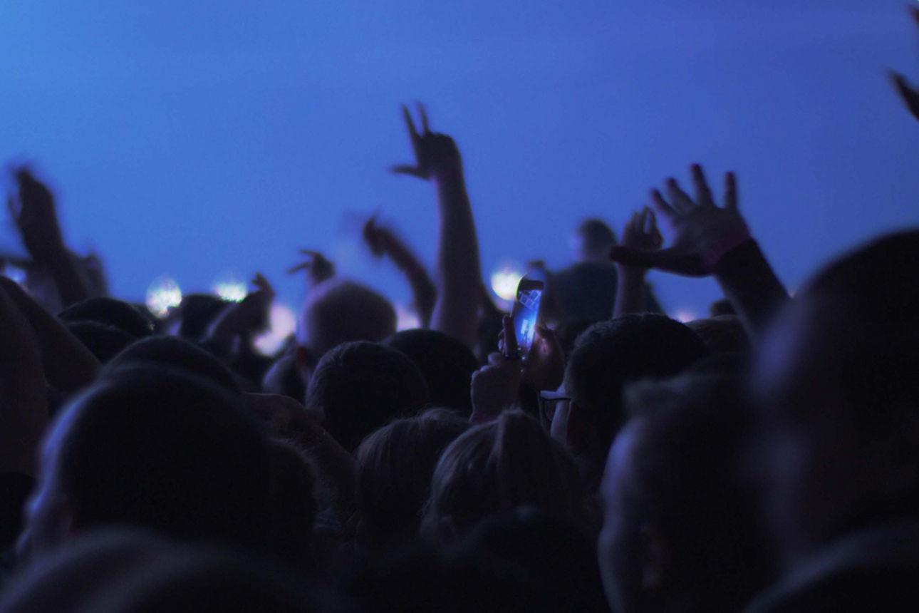 gruppe von Menschen die auf einem festival feiert