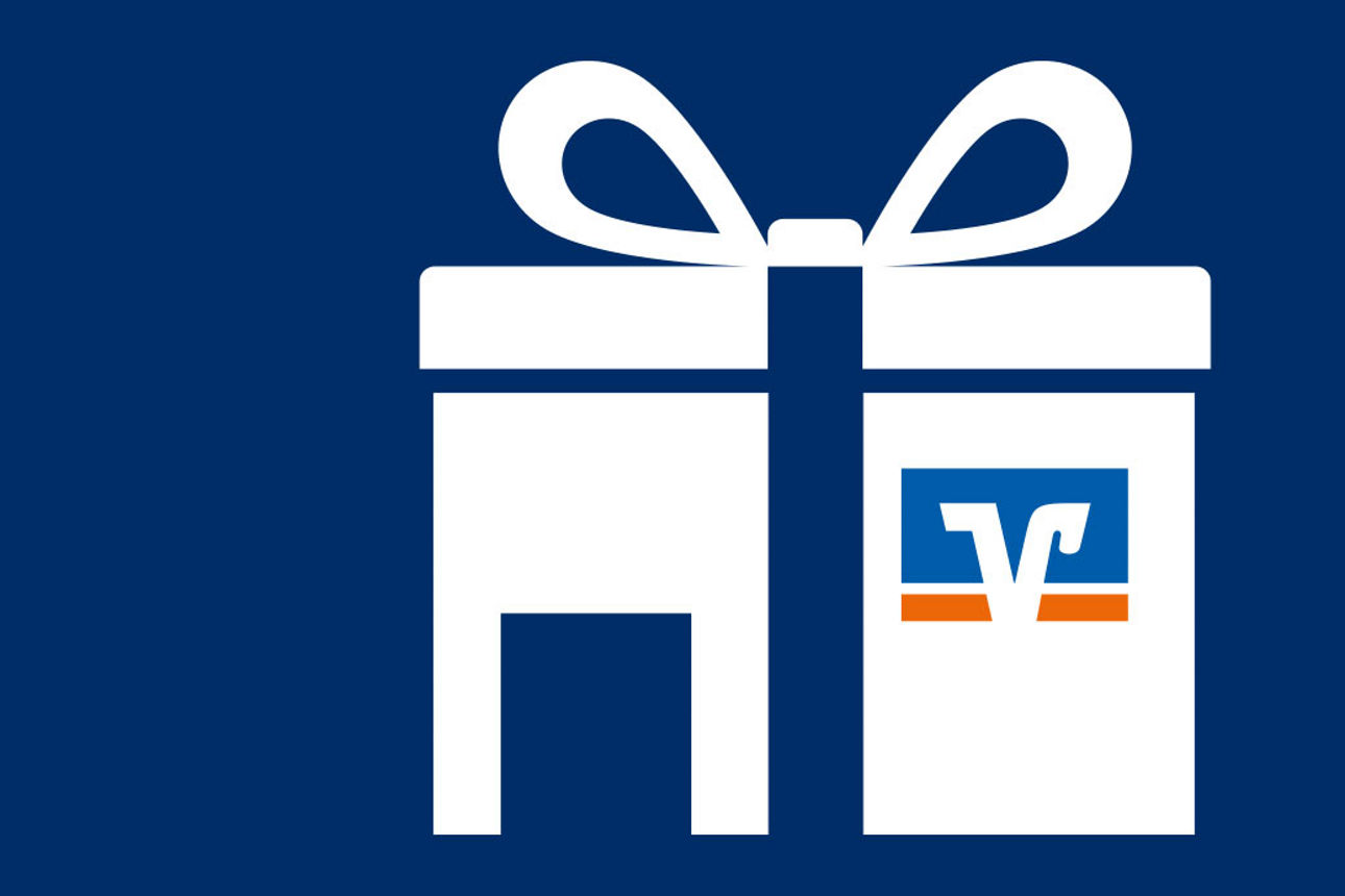 Bankfiliale als Geschenk verpackt