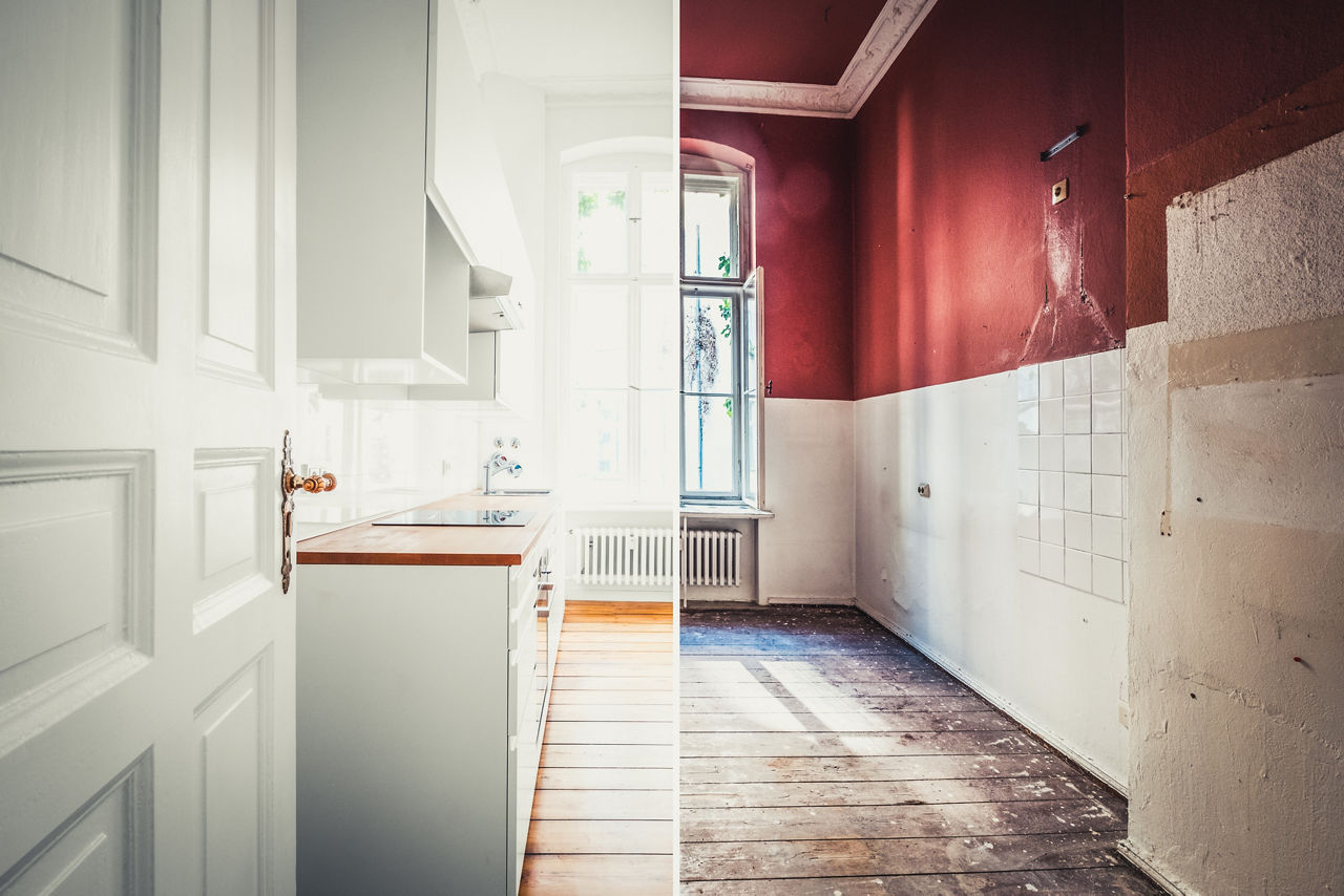 Altbau mit moderner Wohnung im Vergleich