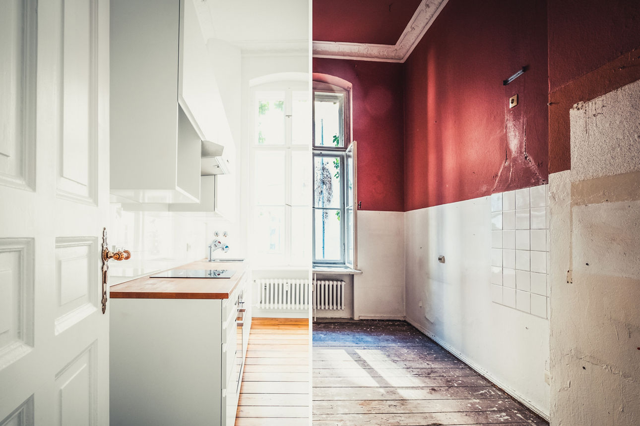 Altbau mit moderner Wohnung im Vergleich