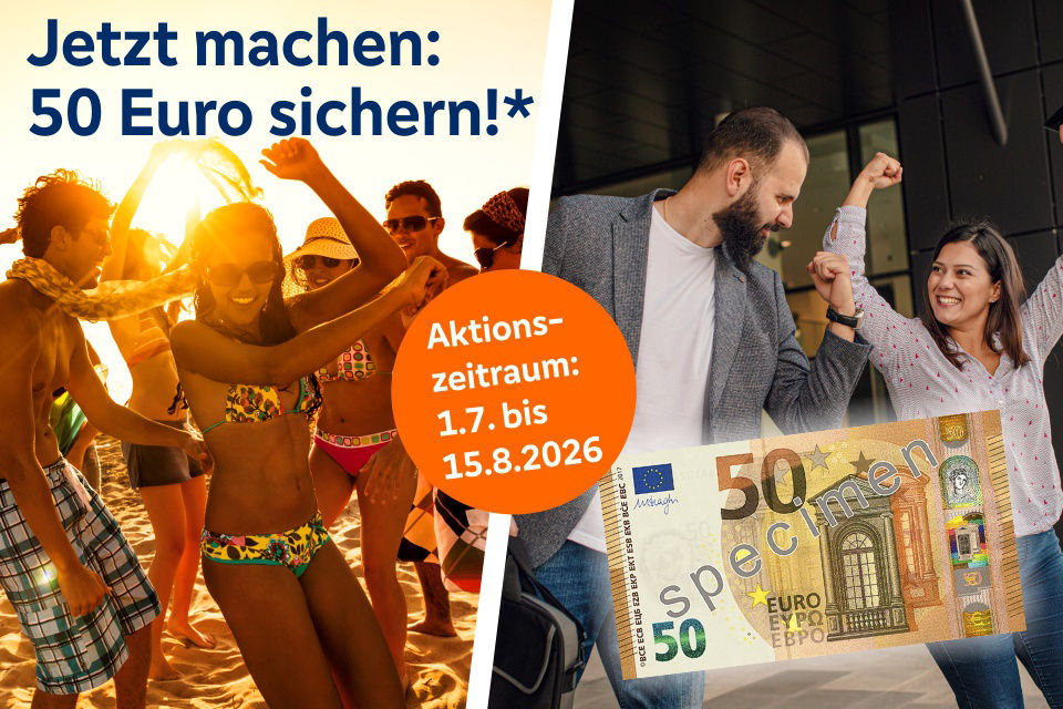 Aktionsmotiv mit jubelnden Menschen