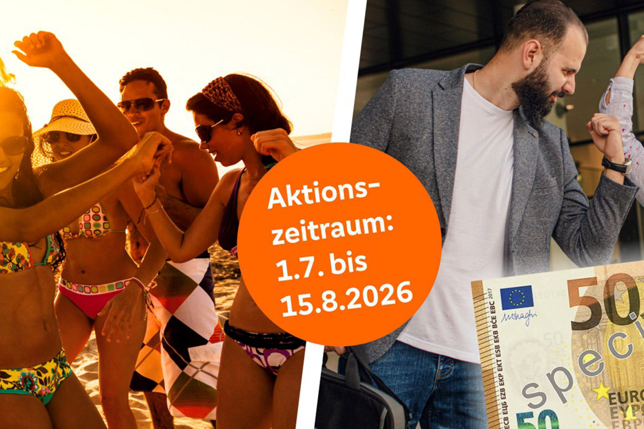 Aktionsmotiv mit jubelnden Menschen