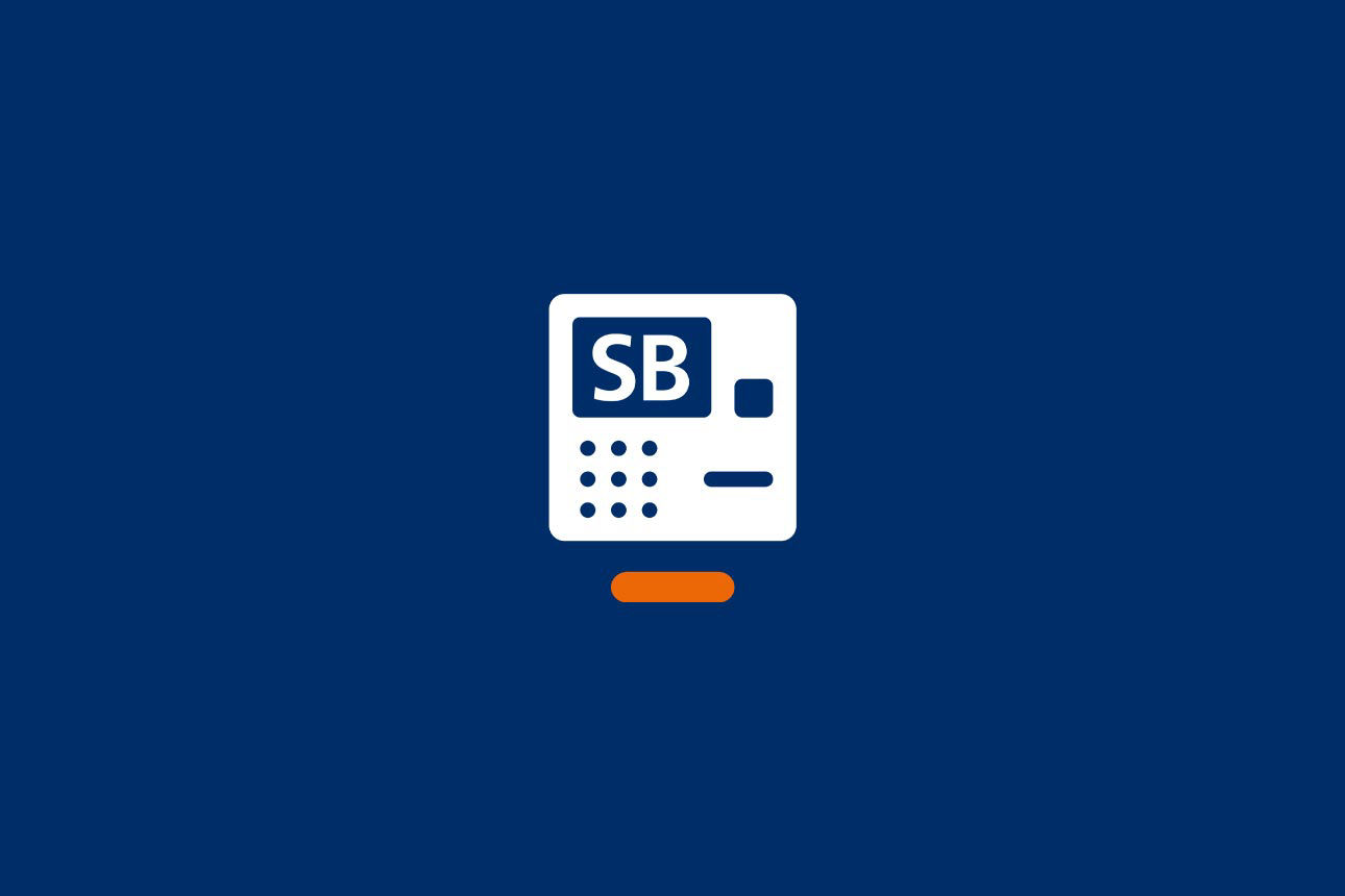 Weißes Icon auf blauem Hintergrund