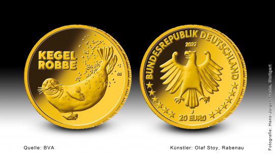 Goldmünze Rückkehr der Wildtiere "Kegelrobbe"