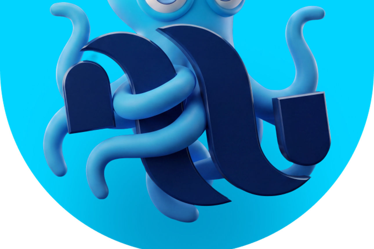 Ein Octopus mit einem moneywave M in seinen Armen