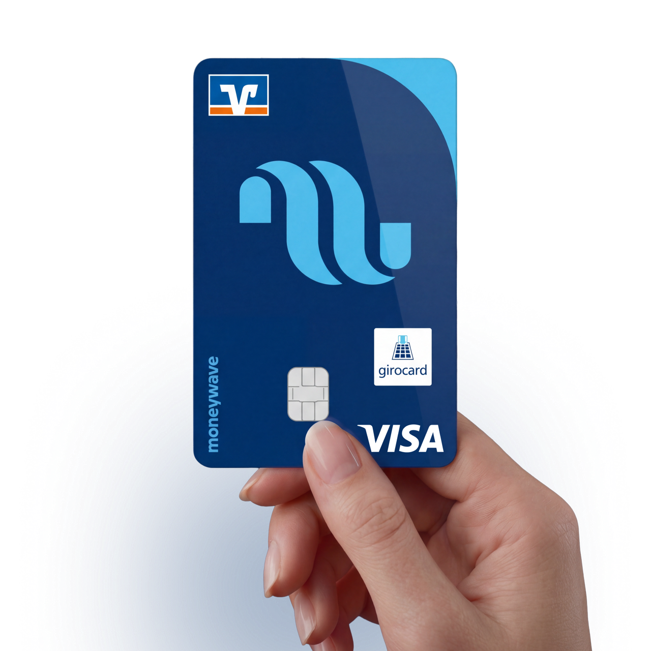 moneywave Girocard in einer Frauenhand