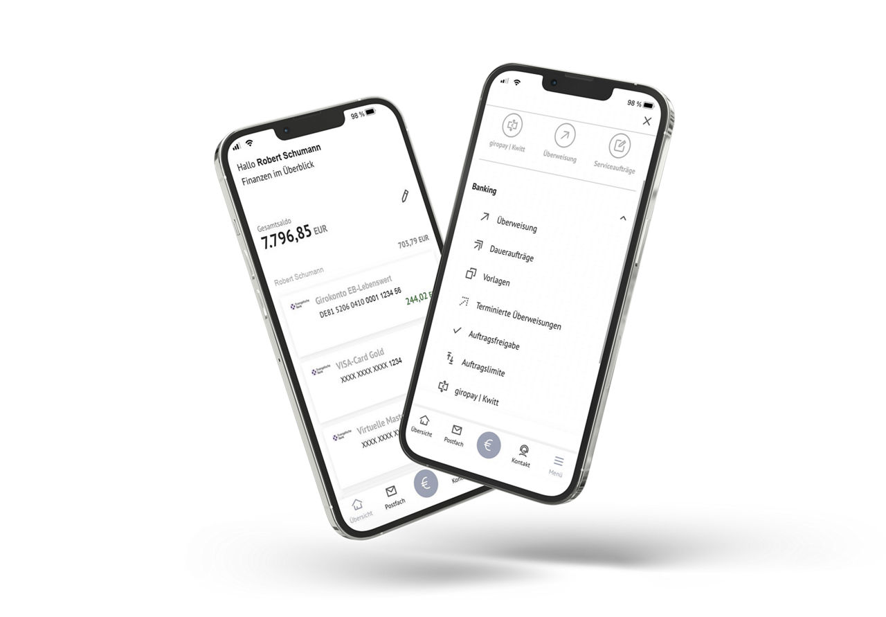 Bild von einem Smartphone auf dem die MyBanking App geöffnet ist.