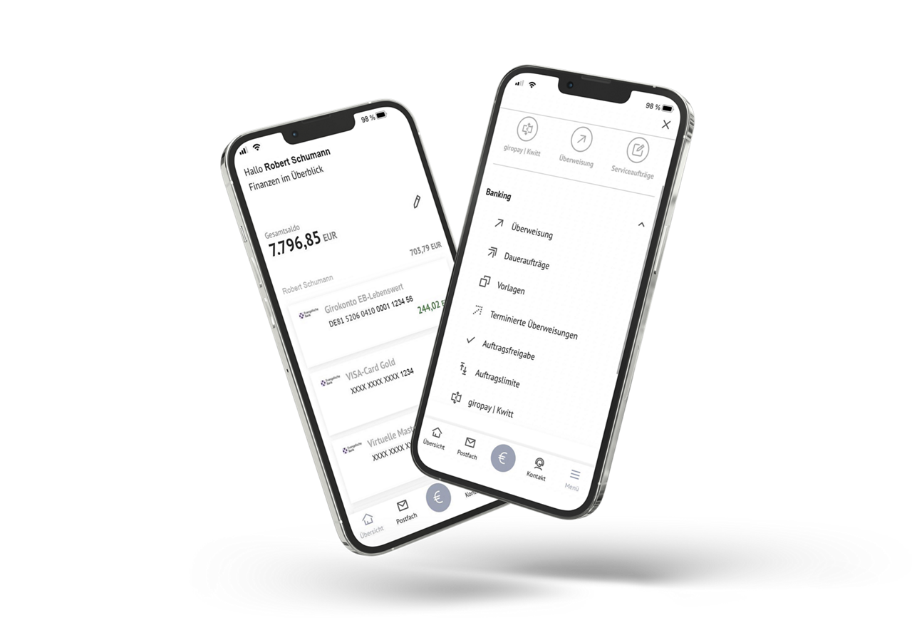 Bild von einem Smartphone auf dem die MyBanking App geöffnet ist.