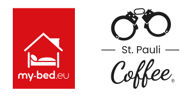 Logos my-bed.eu und St. Pauli Coffee