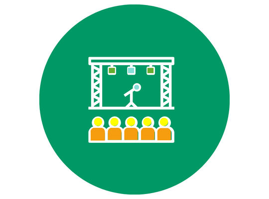 Icon Veranstaltungsbühne mit Publikum