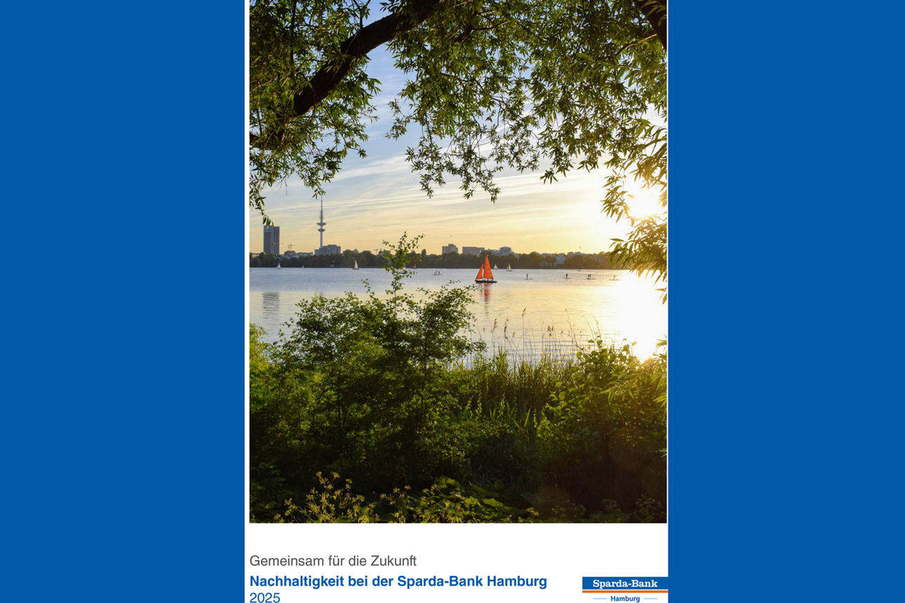 Abbildung Deckblatt des Nachhaltigkeitsreports 2025 der Sparda-Bank Hamburg eG