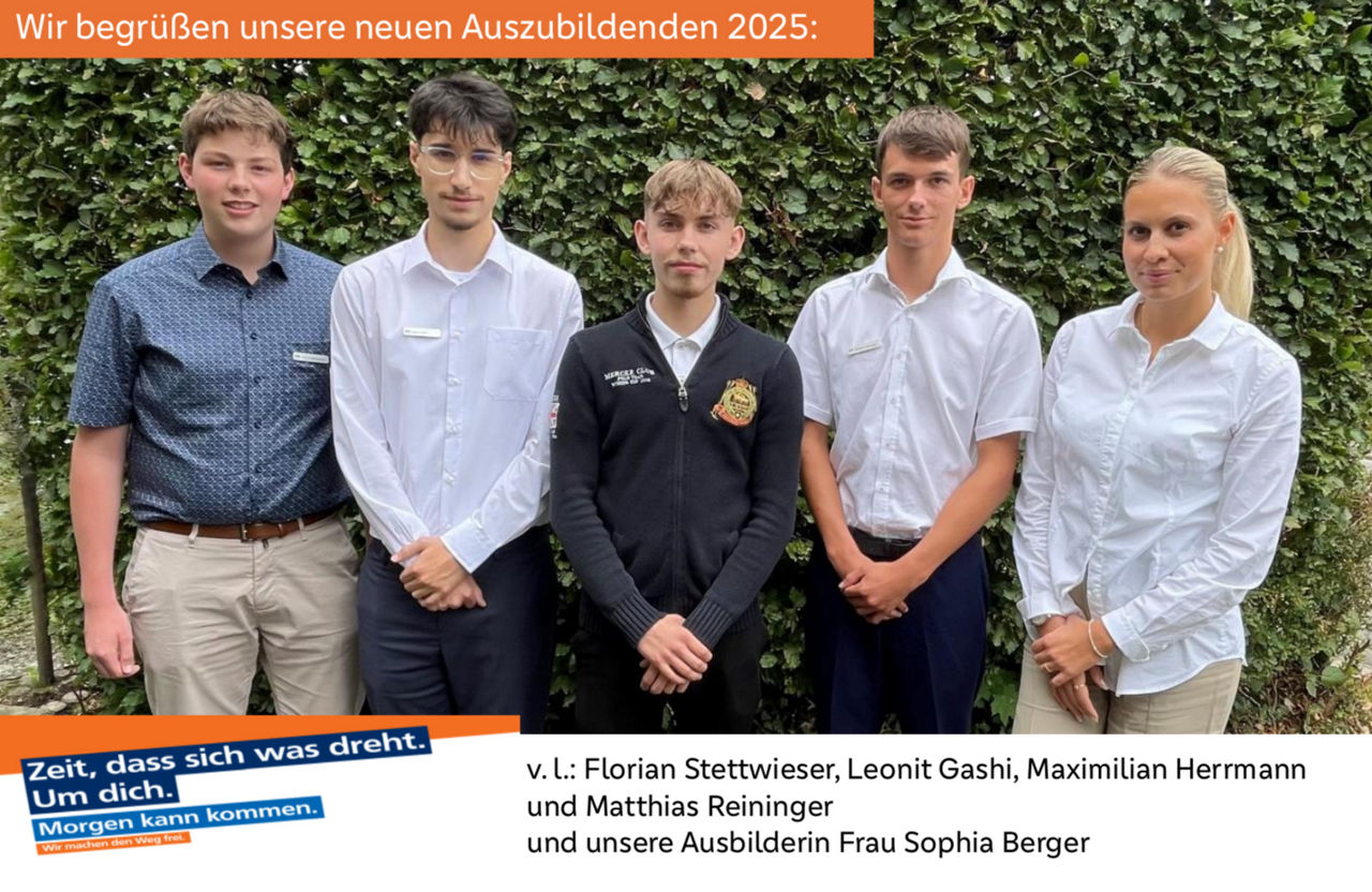 Die neuen Auszubildenden der Raiffeisenbank Chiemgau-Nord - Obing eG