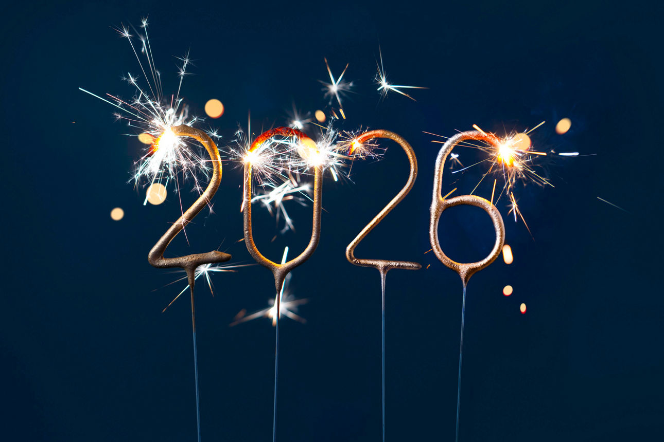 Neues Jahr 2026 als Wunderkerzen