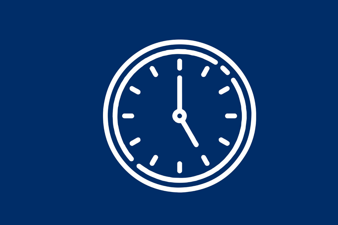 Uhrsymbol auf blauem Hintergrund