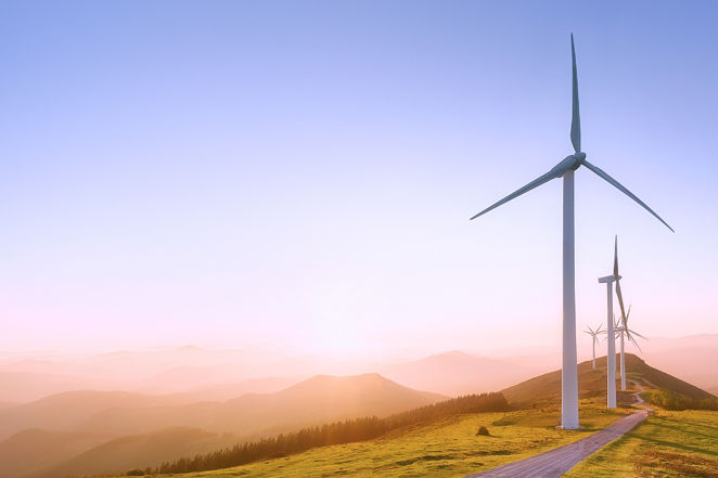 Windräder in einem Windpark