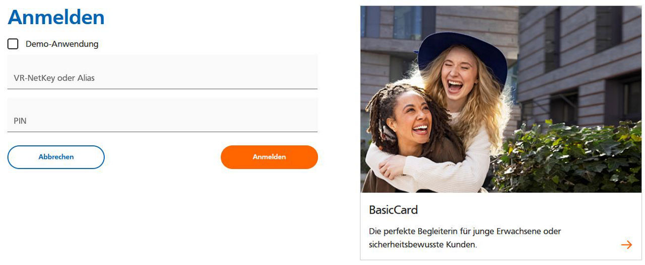 Beispiel für einen Login-Werbeteaser