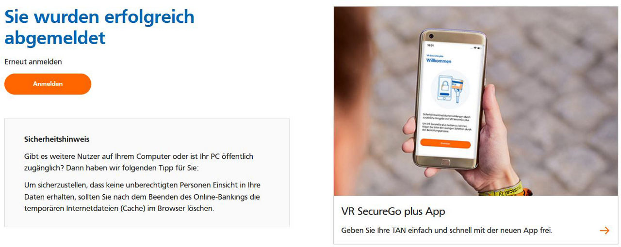 Beispiel für einen Logout-Werbeteaser